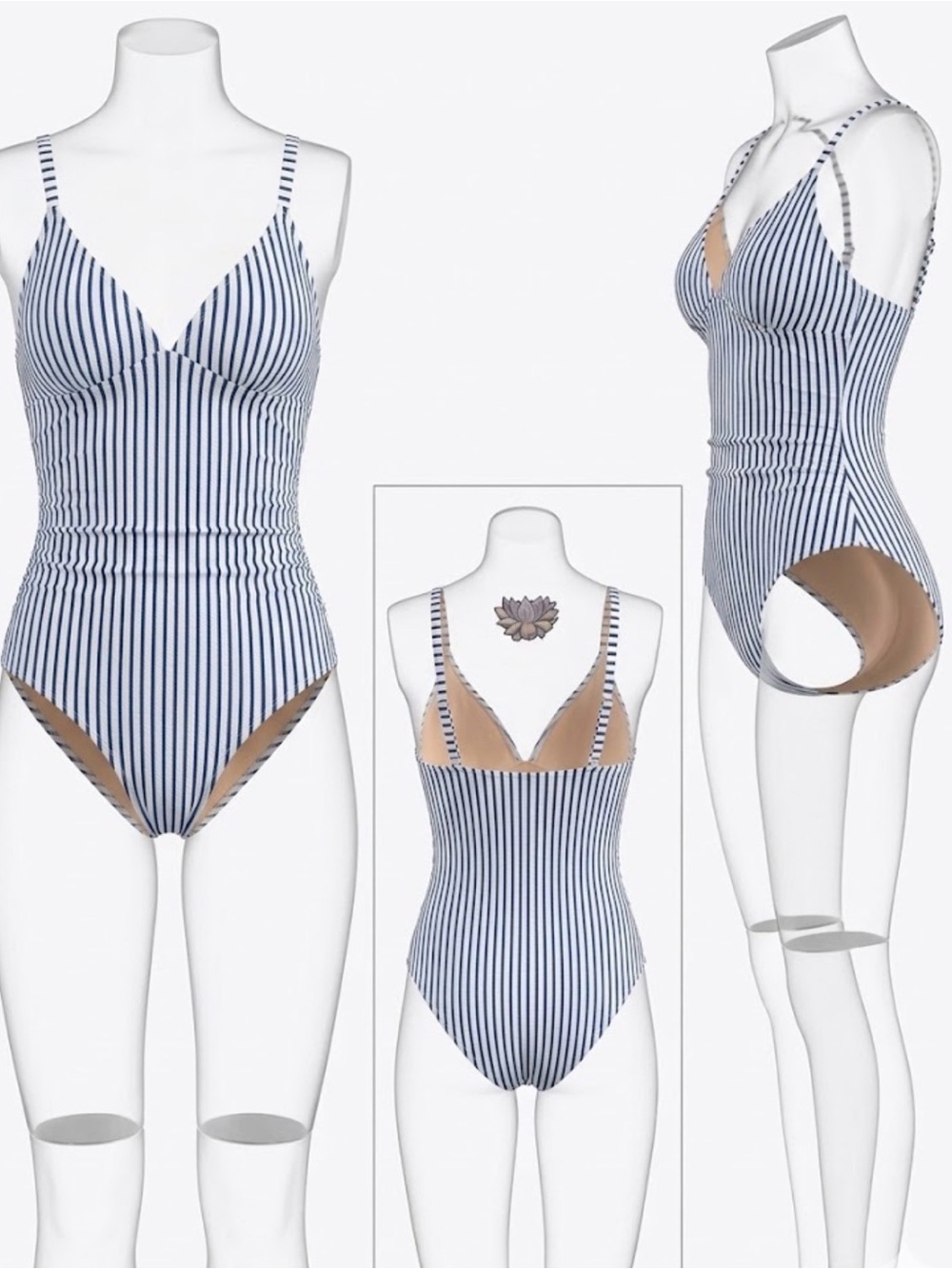 Cupshe Black and White Striped One-Piece Swimsuit- XS